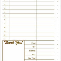 NCCO International - 4.25" x 8.5", Medium-Wide Tan 2-Part Carbonless Canadian Guest Check 15 Lines, 250/Pk (8 PK/Case) - MP-T4997SP)