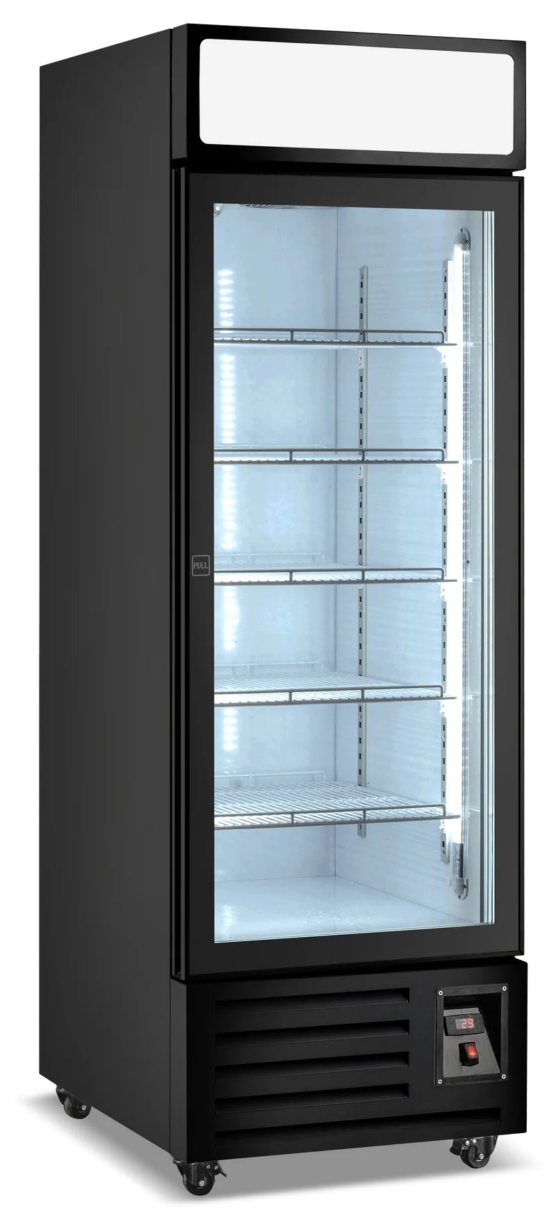 New Air - 26" Single Glass Door Freezer Merchandiser with Illuminated Canopy - NGF-26-H