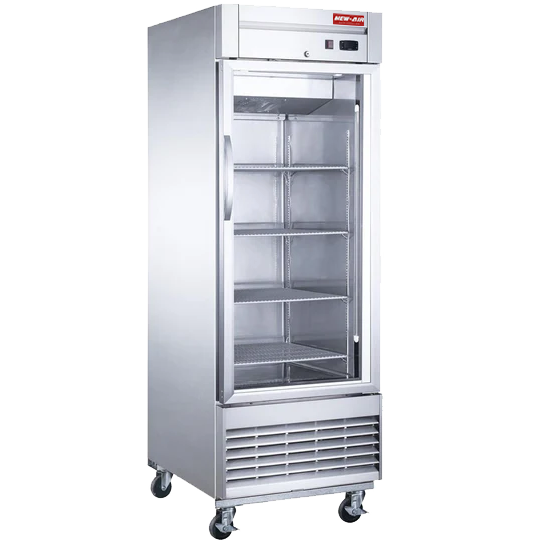 New Air - 28" Single Glass Door Stainless Steel Reach-In Freezer - NSGF-28-H