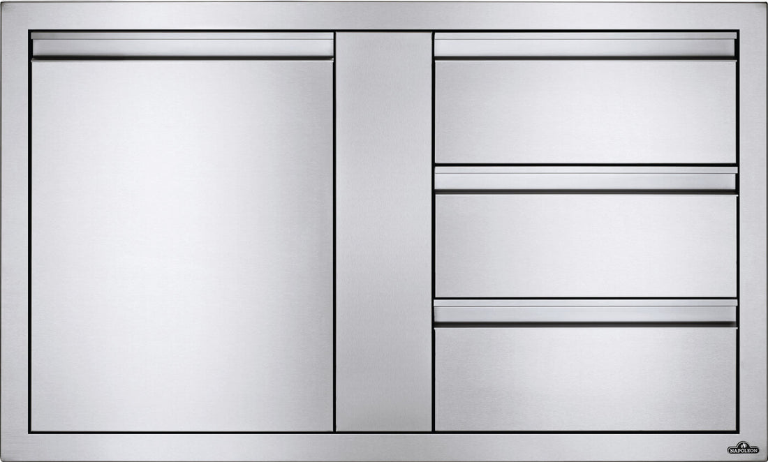Napoleon - 42" x 24" Large Single Door & Triple Drawer - BI-4224-1D3DR