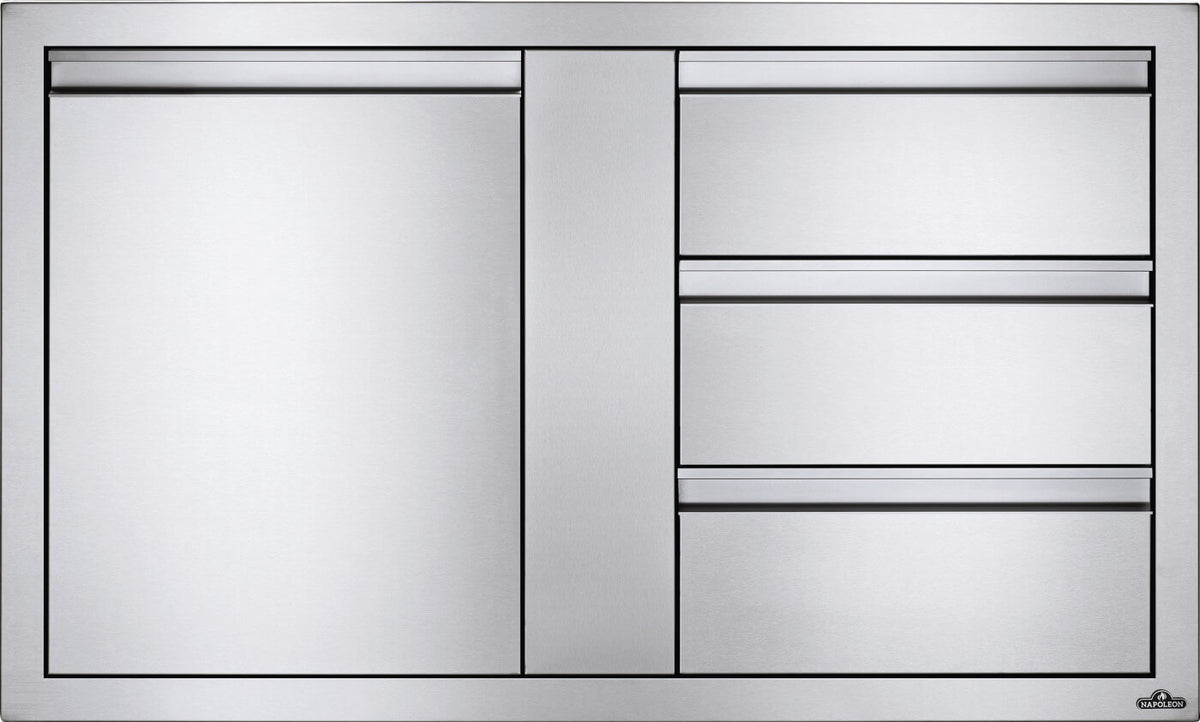 Napoleon - 42" x 24" Large Single Door & Triple Drawer - BI-4224-1D3DR