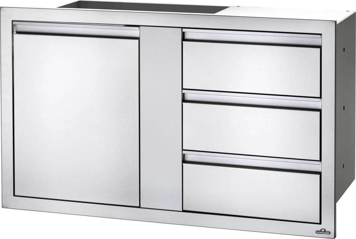 Napoleon - 42" x 24" Large Single Door & Triple Drawer - BI-4224-1D3DR
