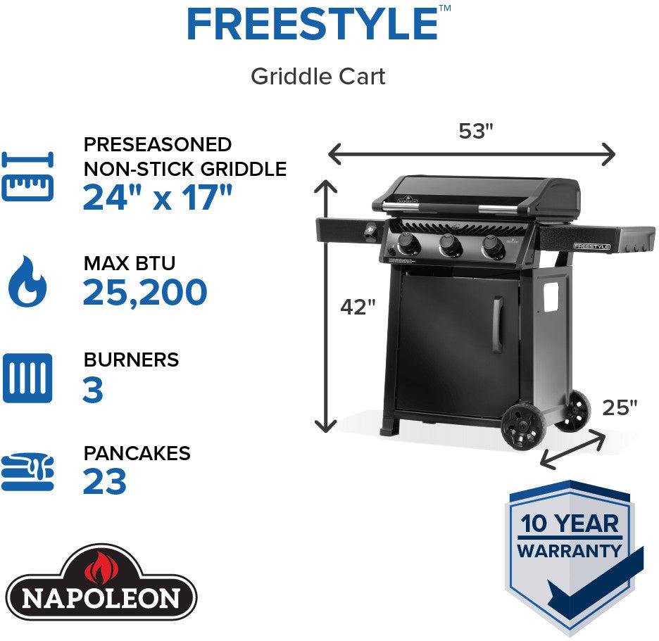 Napoleon - Freestyle™ 24 Inch Pre-seasoned Non-Stick Griddle, Natural gas - F24DFTNK