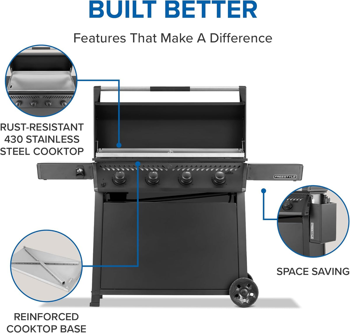 Napoleon - Freestyle™ 36 Inch Pre-seasoned Non-Stick Griddle, Propane - F36FTPMK
