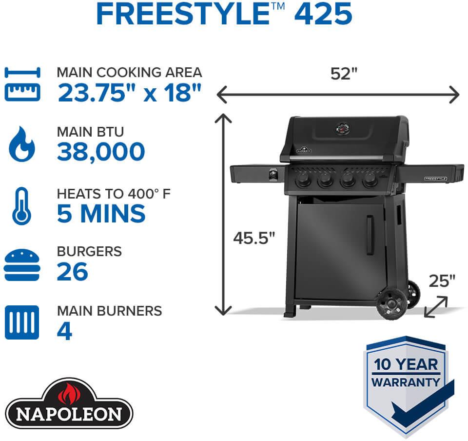 Napoleon - Freestyle™ 425 Natural Gas Grill, Matte Black - F425DNMK-1