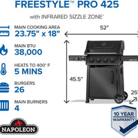Napoleon - Freestyle™ PRO 425 Natural Gas Grill with Infrared Side Burner, Matte Black - FP425DSIBNMK-1