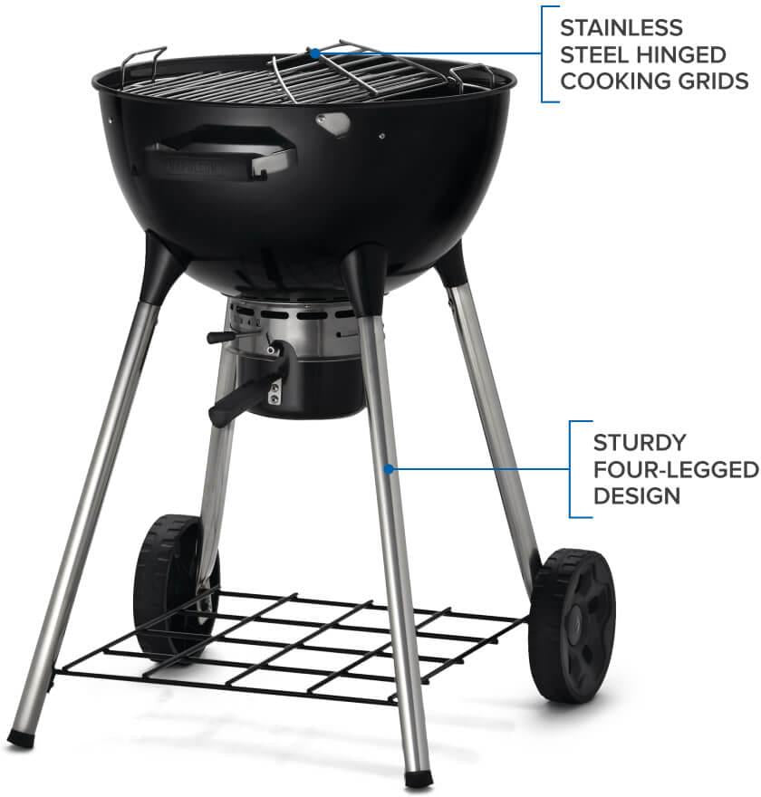 Napoleon - NK22 Charcoal Kettle Grill, Black - NK22K-LEG-3