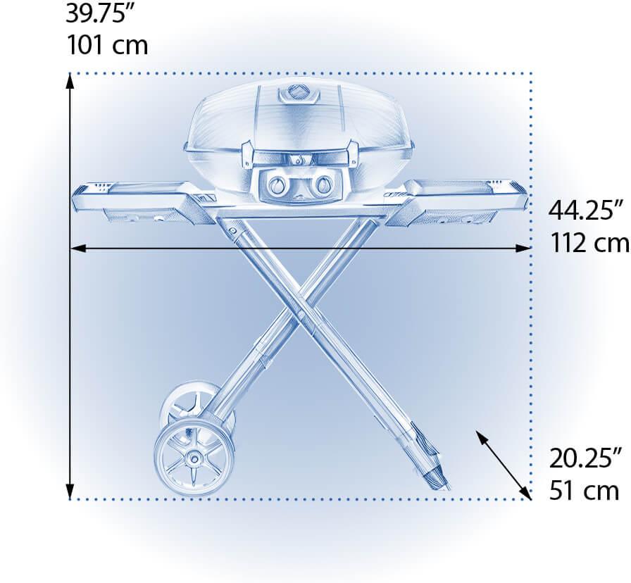 Napoleon - PHANTOM TravelQ® PRO 285 Portable Gas Grill with Scissor Cart, Matte/Matt Black - PRO285X-MK-PHM