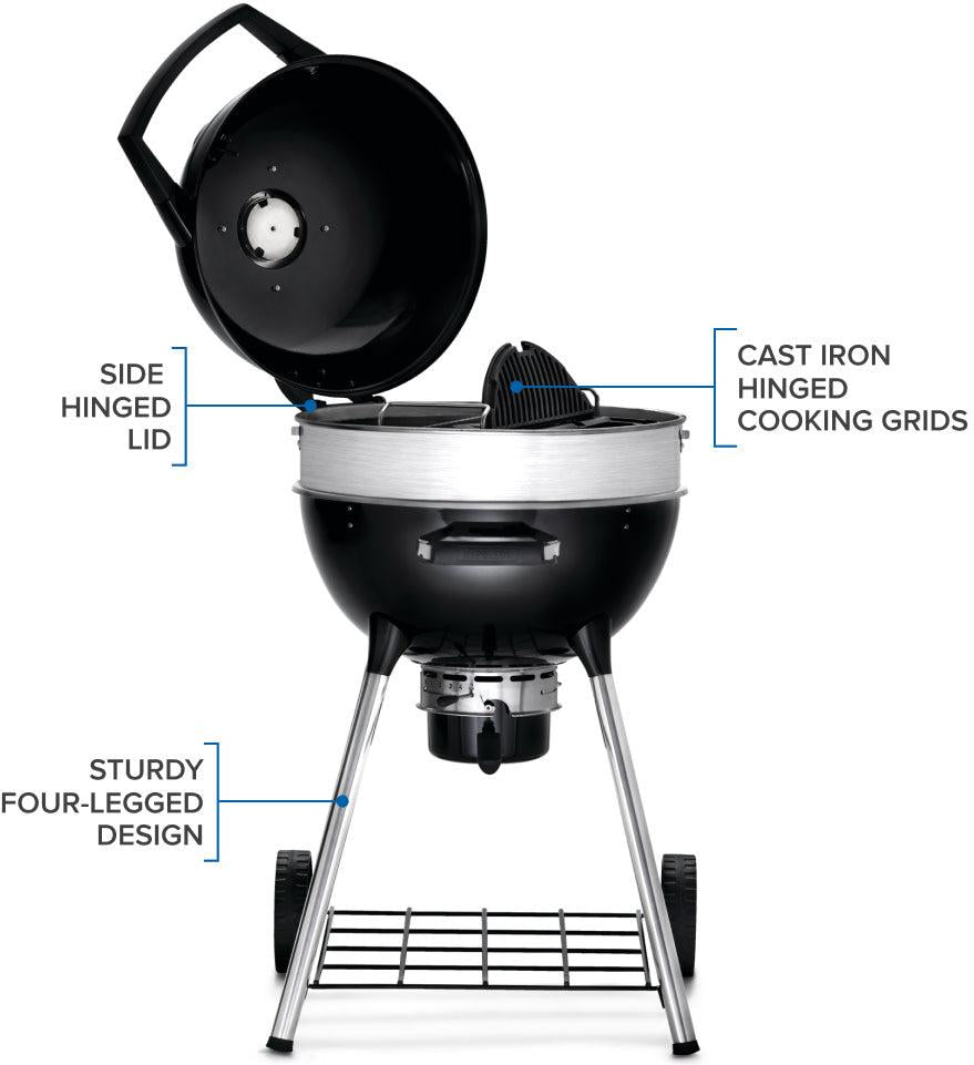 Napoleon - PRO22 Charcoal Kettle Grill, Black - PRO22K-LEG-3