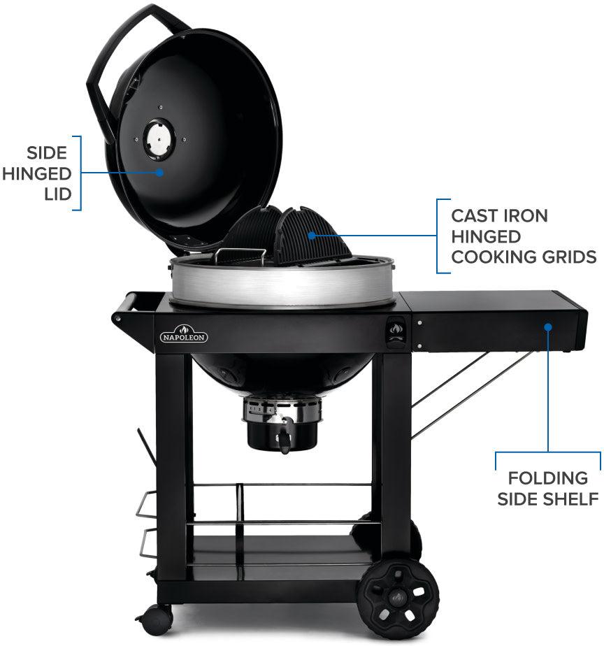Napoleon - PRO22 Charcoal Kettle Grill, Black with Cart - PRO22K-CART-3