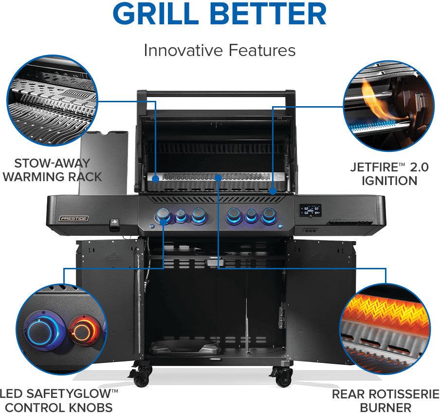 Napoleon - Phantom Prestige® 500 Connected, Natural Gas Grill with Infrared Side and Rear Burner, Matte Black - P500VXRSIBNK-PHM