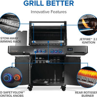 Napoleon - Phantom Prestige® 500 Connected, Natural Gas Grill with Infrared Side and Rear Burner, Matte Black - P500VXRSIBNK-PHM