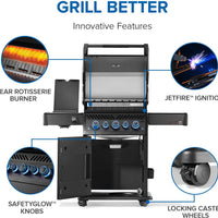 Napoleon - Phantom Rogue® PRO-S 425 Propane Gas Grill with Infrared Side and Rear Burners, Matte Black - RPS425RSIBPK-2-PHM