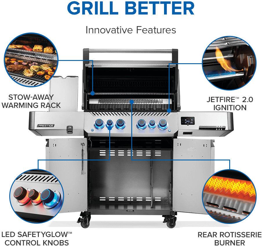 Napoleon - Prestige® 500 Connected, Propane Grill with Infrared Side and Rear Burner, Stainless Steel - P500VXRSIBPSS