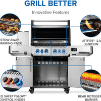 Napoleon - Prestige® 500 Connected, Propane Grill with Infrared Side and Rear Burner, Stainless Steel - P500VXRSIBPSS