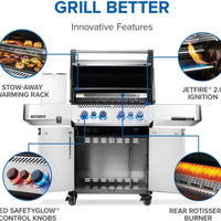 Napoleon - Prestige® 500 Propane Gas Grill with Infrared Side and Rear Burner, Stainless Steel - P500VRSIBPSS