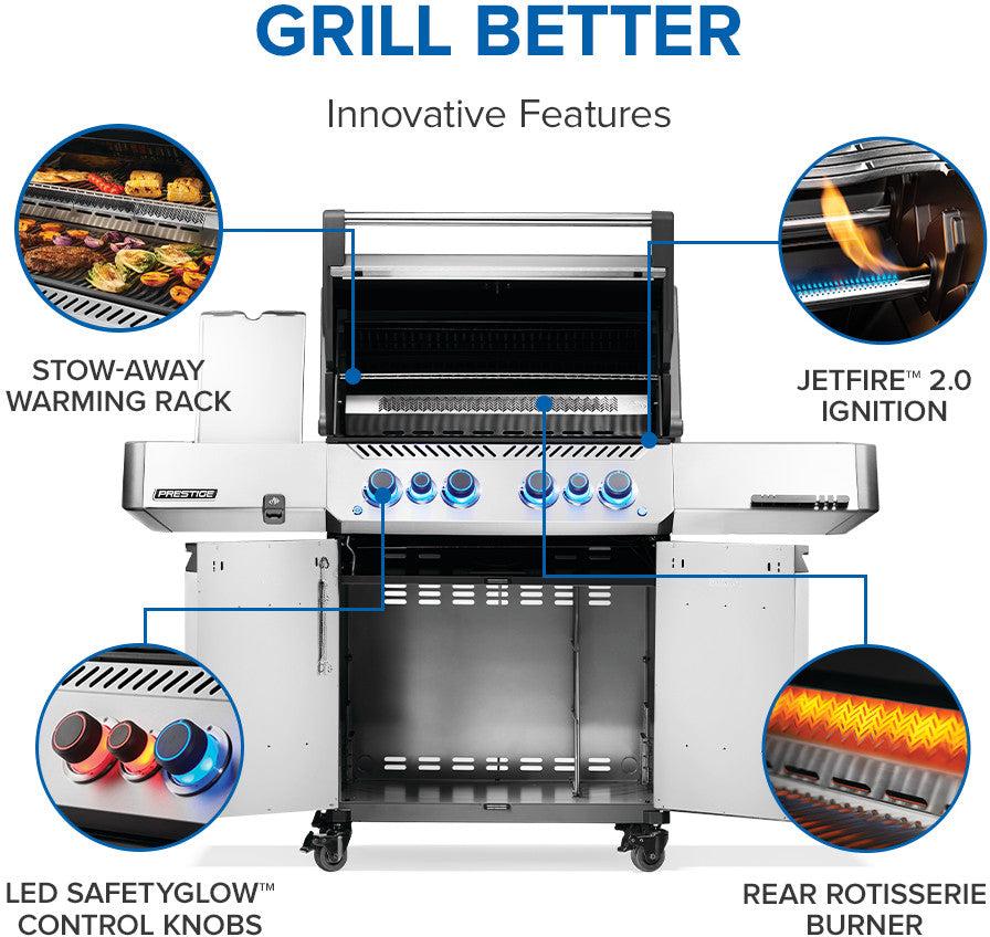 Napoleon - Prestige® 500 Propane Gas Grill with Infrared Side and Rear Burner, Stainless Steel - P500VRSIBPSS