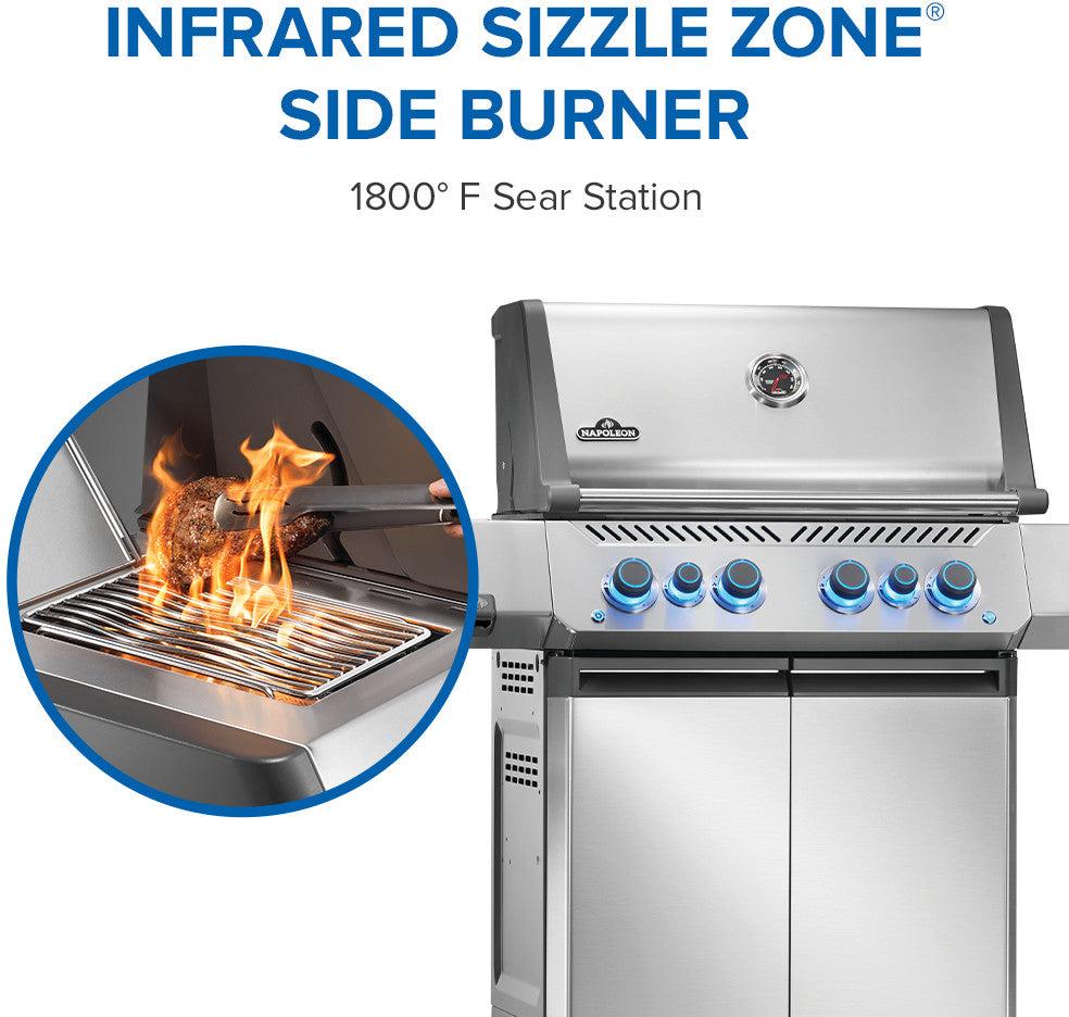 Napoleon - Prestige® 500 Propane Gas Grill with Infrared Side and Rear Burner, Stainless Steel - P500VRSIBPSS