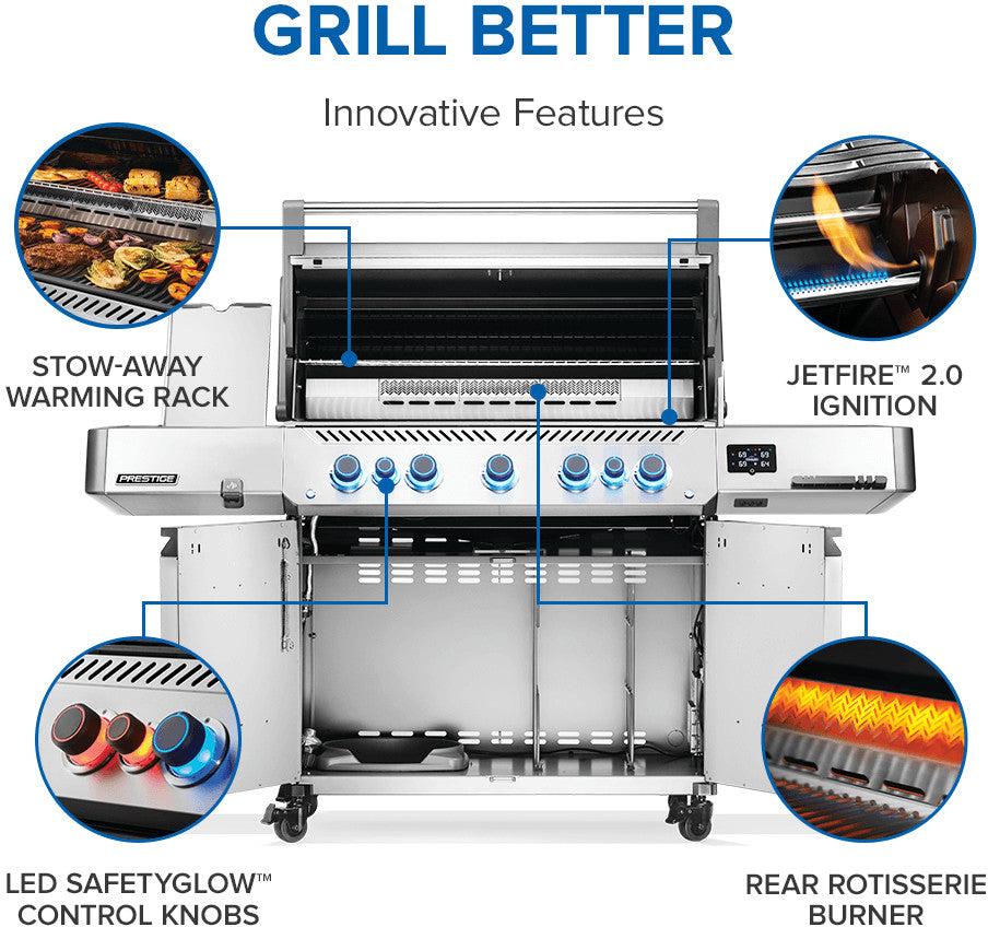 Napoleon - Prestige® 665 Connected, Natural Gas Grill with Infrared Side and Rear Burner, Stainless Steel - P665VXRSIBNSS
