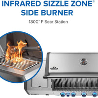 Napoleon - Prestige® 665 Natural Gas Grill with Infrared Side and Rear Burner, Stainless Steel - P665VRSIBNSS
