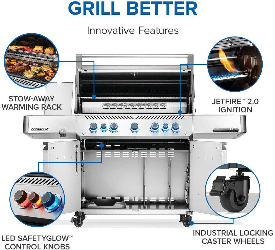 Napoleon - Prestige® 665 Propane Gas Grill with Infrared Side and Rear Burner, Stainless Steel - P665VRSIBPSS