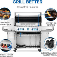 Napoleon - Prestige® 665 Natural Gas Grill with Infrared Side and Rear Burner, Stainless Steel - P665VRSIBNSS