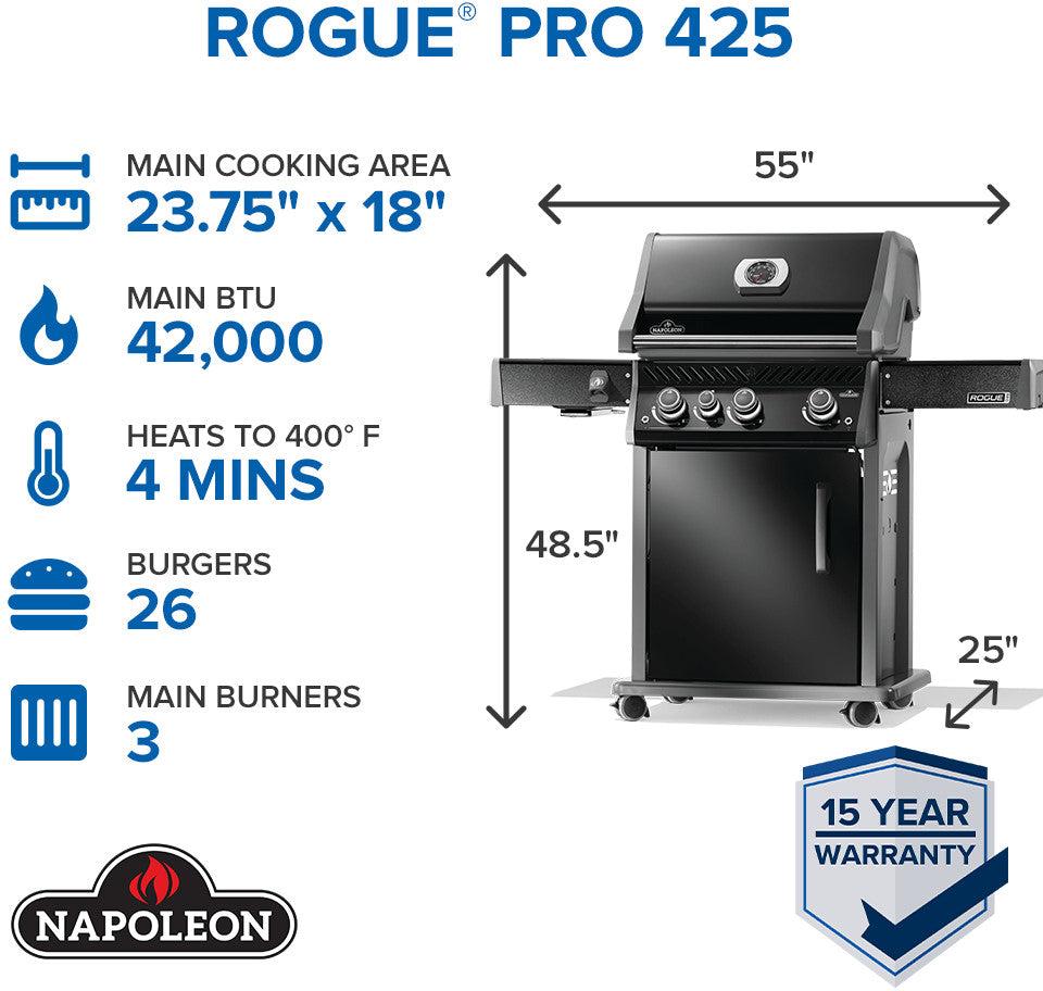 Napoleon - Rogue® PRO 425 Natural Gas Grill with Infrared Side Burner, Black - RP425SIBNK-2