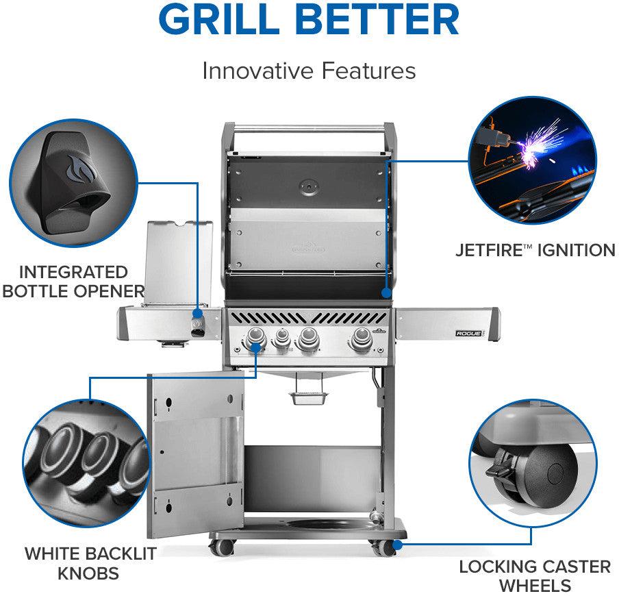 Napoleon - Rogue® PRO 425 Propane Gas Grill with Infrared Side Burner, Stainless Steel - RP425SIBPSS-2