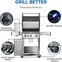 Napoleon - Rogue® PRO 425 Natural Gas Grill with Infrared Side Burner, Stainless Steel - RP425SIBNSS-2