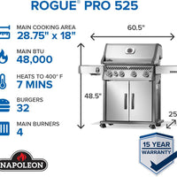 Napoleon - Rogue® PRO 525 Natural Gas Grill with Infrared Side Burner, Stainless Steel - RP525SIBNSS-2