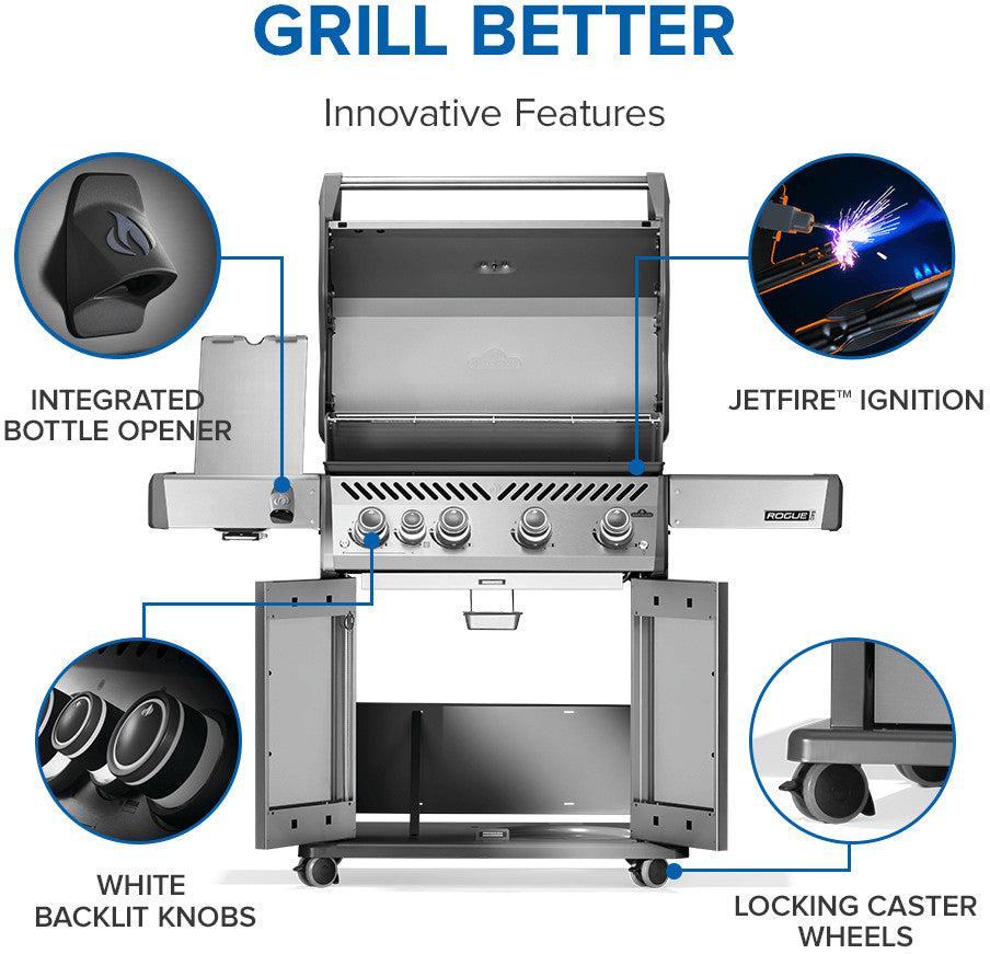 Napoleon - Rogue® PRO 525 Natural Gas Grill with Infrared Side Burner, Stainless Steel - RP525SIBNSS-2
