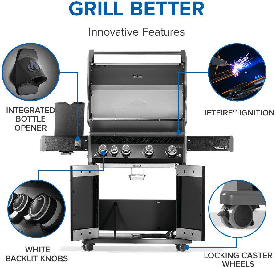 Napoleon - Rogue® PRO 525 Propane Gas Grill with Infrared Side Burner, Black - RP525SIBPK-2