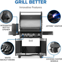 Napoleon - Rogue® PRO 525 Propane Gas Grill with Infrared Side Burner, Black - RP525SIBPK-2