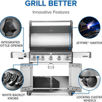 Napoleon - Rogue® PRO 625 Natural Gas Grill with Infrared Side Burner, Stainless Steel - RP625SIBNSS-2