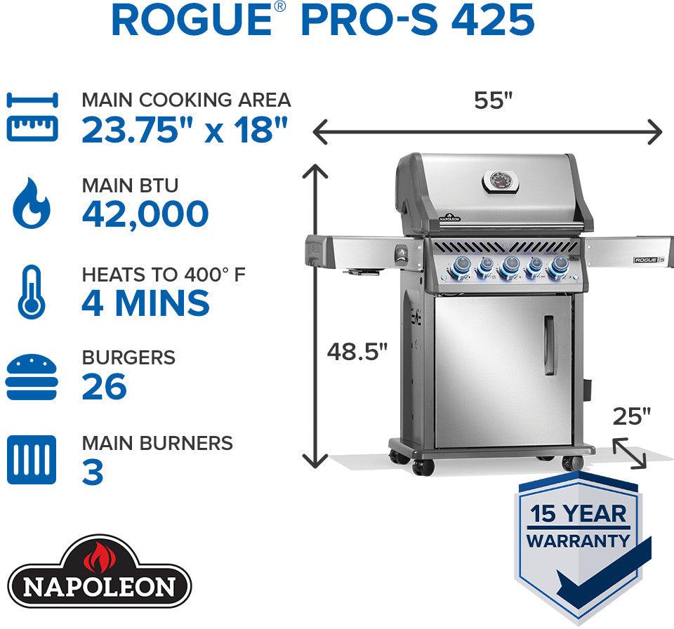 Napoleon - Rogue® PRO-S 425 Natural Gas Grill with Infrared Side and Rear Burners, Stainless Steel - RPS425RSIBNSS-2