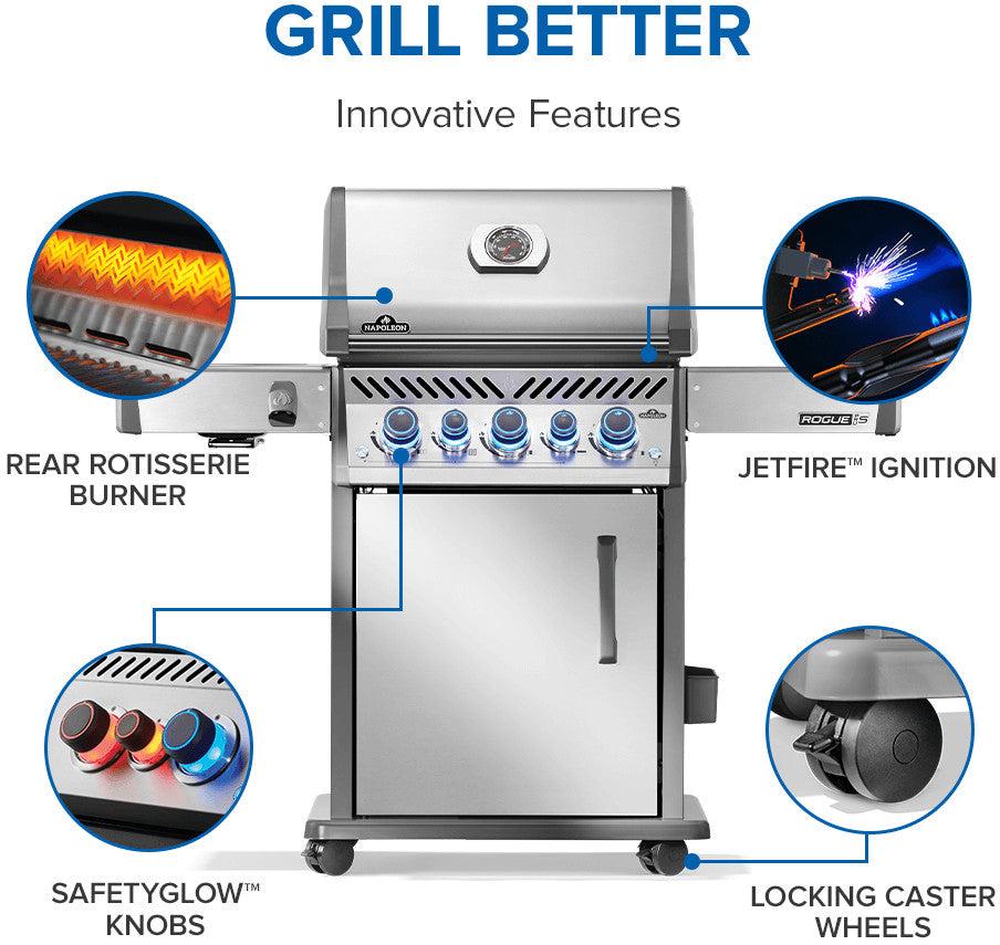 Napoleon - Rogue® PRO-S 425 Natural Gas Grill with Infrared Side and Rear Burners, Stainless Steel - RPS425RSIBNSS-2