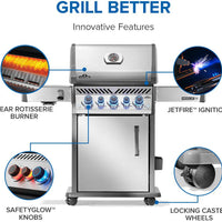 Napoleon - Rogue® PRO-S 425 Propane Gas Grill with Infrared Side and Rear Burners, Stainless Steel - RPS425RSIBPSS-2