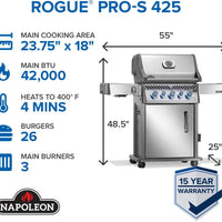 Napoleon - Rogue® PRO-S 425 Natural Gas Grill with Infrared Side and Rear Burners, Stainless Steel - RPS425RSIBNSS-2