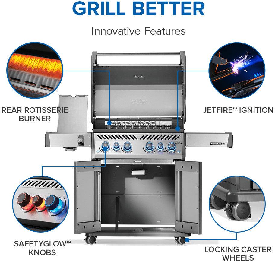 Napoleon - Rogue® PRO-S 525 Propane Gas Grill with Infrared Side and Rear Burners, Stainless Steel - RPS525RSIBPSS-2
