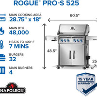 Napoleon - Rogue® PRO-S 525 Propane Gas Grill with Infrared Side and Rear Burners, Stainless Steel - RPS525RSIBPSS-2