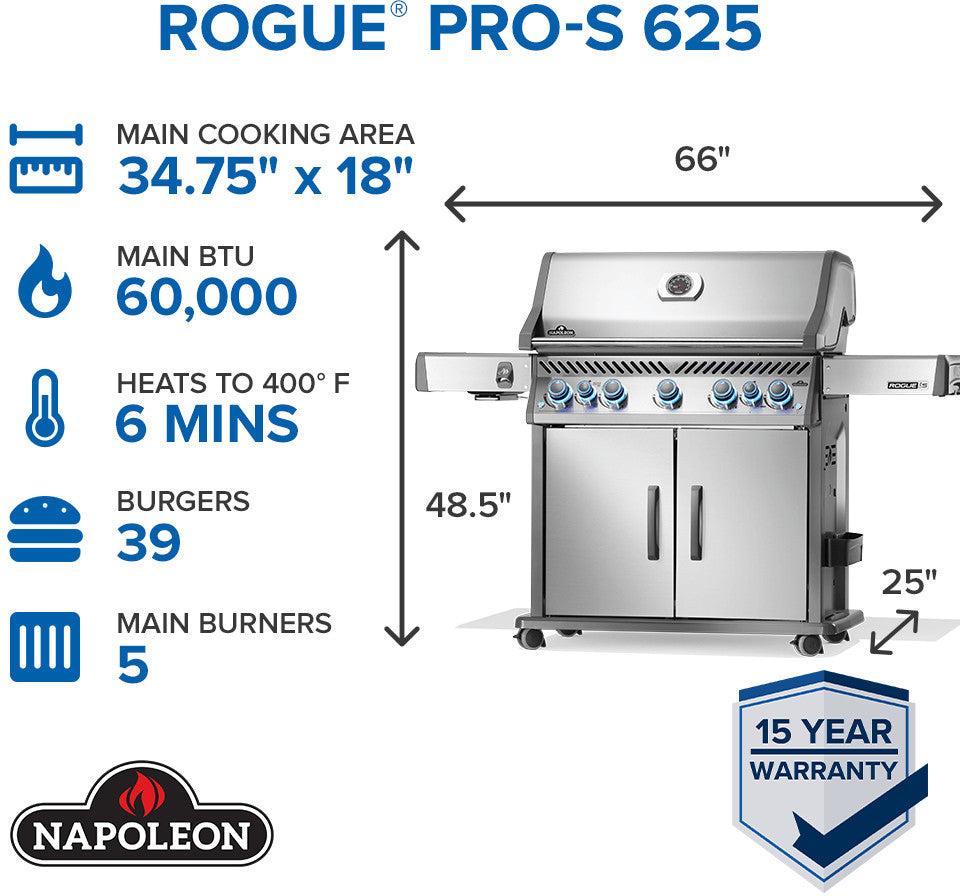 Napoleon - Rogue® PRO-S 625 Natural Gas Grill with Infrared Side and Rear Burners, Stainless Steel - RPS625RSIBNSS-2
