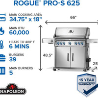 Napoleon - Rogue® PRO-S 625 Propane Gas Grill with Infrared Side and Rear Burners, Stainless Steel - RPS625RSIBPSS-2