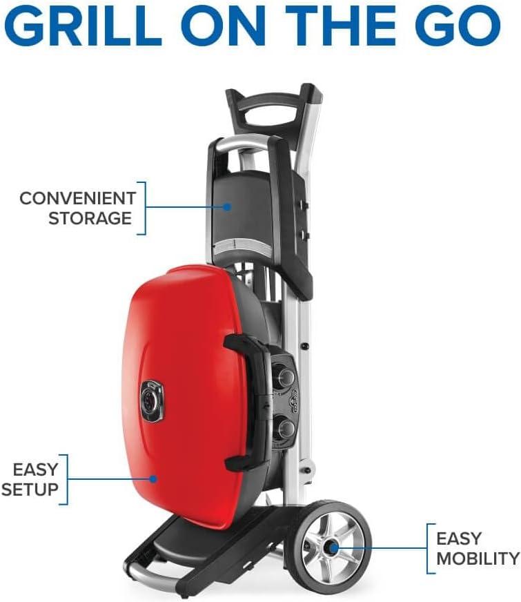 Napoleon - TravelQ™ 285X Portable Propane Gas Grill and Scissor Cart with Griddle, Red - TQ285X-RD-1-A