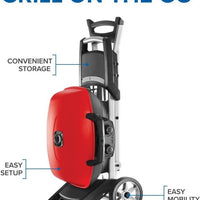 Napoleon - TravelQ™ 285X Portable Propane Gas Grill and Scissor Cart with Griddle, Red - TQ285X-RD-1-A