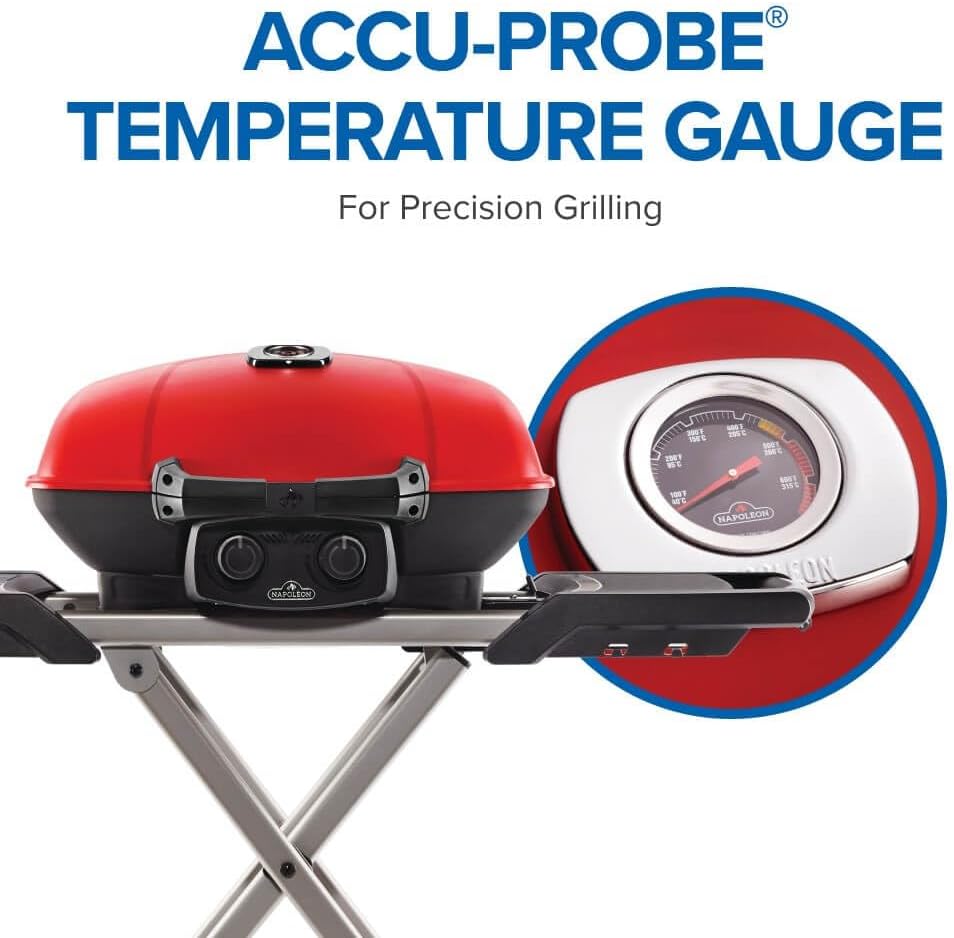 Napoleon - TravelQ™ 285X Portable Propane Gas Grill and Scissor Cart with Griddle, Red - TQ285X-RD-1-A