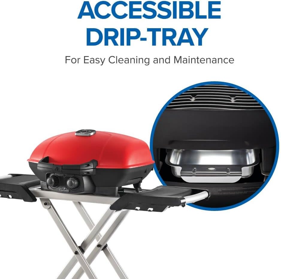 Napoleon - TravelQ™ 285X Portable Propane Gas Grill and Scissor Cart with Griddle, Red - TQ285X-RD-1-A