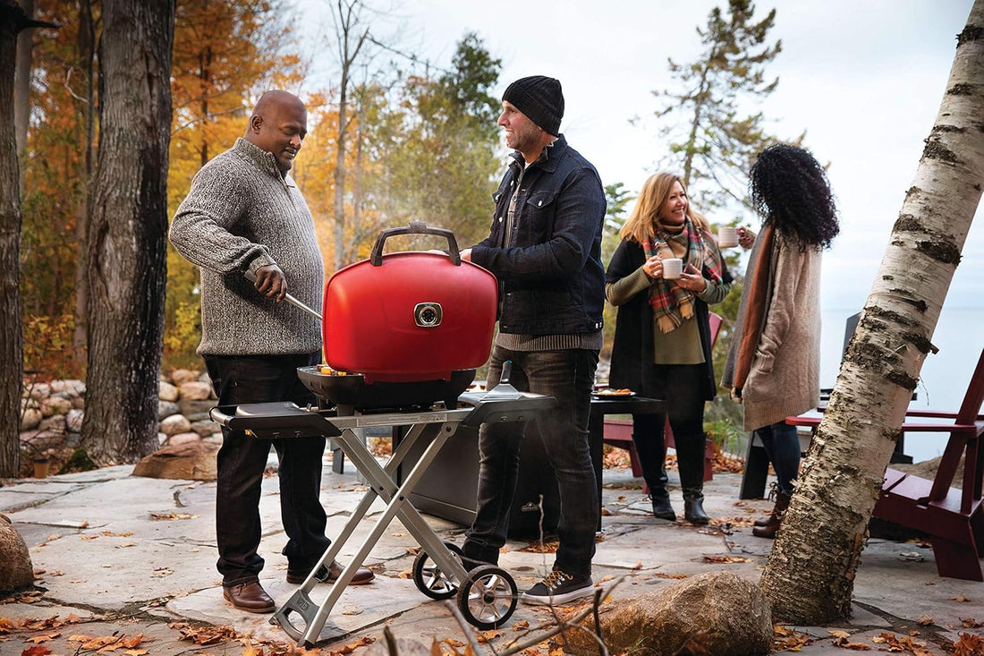 Napoleon - TravelQ™ 285X Portable Propane Gas Grill and Scissor Cart with Griddle, Red - TQ285X-RD-1-A