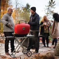 Napoleon - TravelQ™ 285X Portable Propane Gas Grill and Scissor Cart with Griddle, Red - TQ285X-RD-1-A