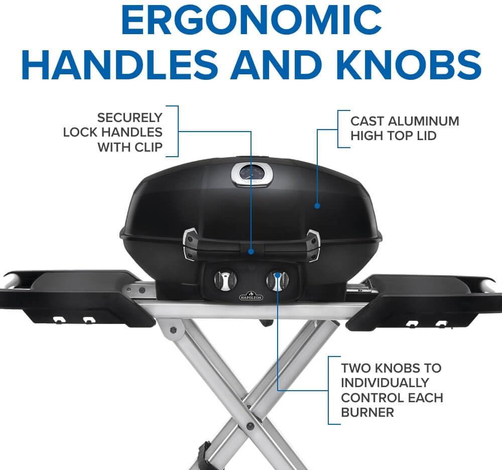 Napoleon - TravelQ™ PRO285X Portable Propane Gas Grill with Scissor Cart, Black - PRO285X-BK