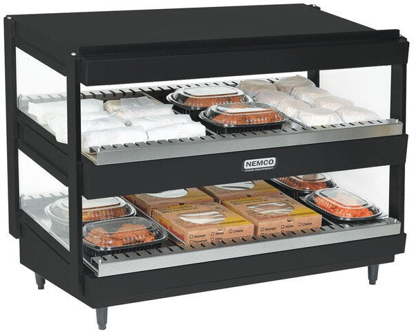 Nemco - 120V 30" Black Horizontal Slanted Double Shelf Merchandiser - 6480-30S-B (ETA 4-6 Weeks)